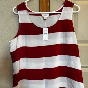 Ann Taylor Red/White Large Tank Top - NEW